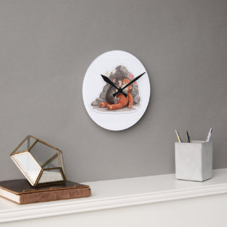 Cute Baby Monkey Wall Clock – Soft Aesthetic Anima
