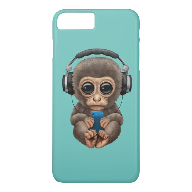 Cute Baby Monkey Wearing Headphones Case-Mate iPhone Case (Back)