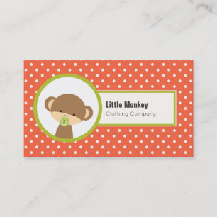 Cute Baby Monkey with a Pacifier on Polka Dots Business Card