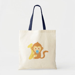 Cute Baby Monkey with Banana Tote Bag
