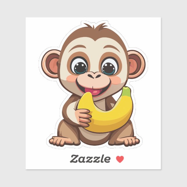 Cute Baby Monkey With His Favourite Meal Banana (Sheet)