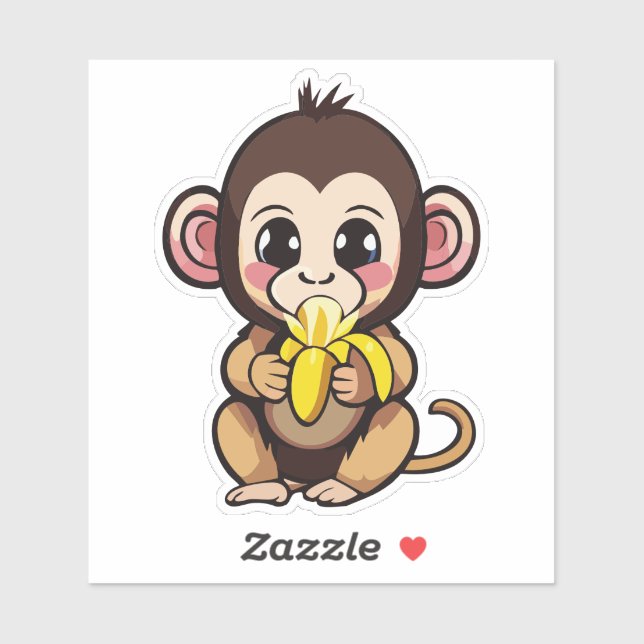 Cute Baby Monkey With His Favourite Meal Banana (Sheet)