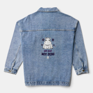 Cute Baby Moo Deng T-Shirt Denim Jacket