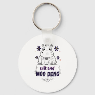 Cute Baby Moo Deng T-Shirt Key Ring