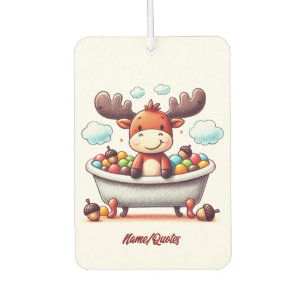 Cute Baby Moose Bath Time Cartoon Illustration Car Air Freshener