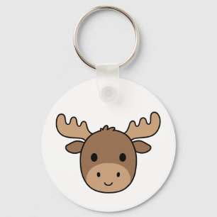 Cute Baby Moose Face Key Ring