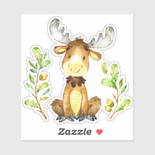 Cute baby moose green brunches frame