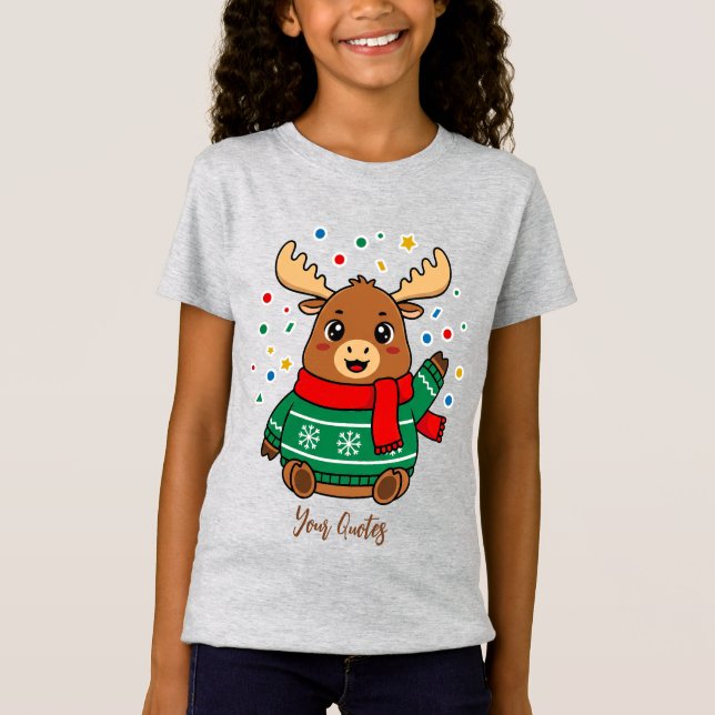 Cute Baby Moose Hello T-Shirt (Front)