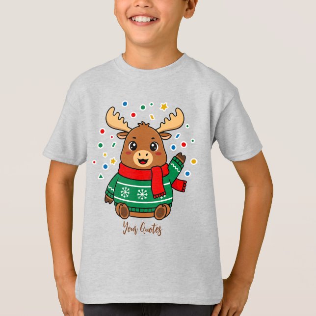 Cute Baby Moose Hello T-Shirt (Front)