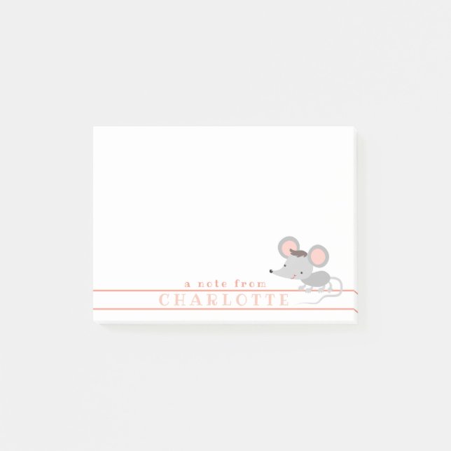 Cute Baby Mouse - Personalised Kids Post-it Notes (Front)