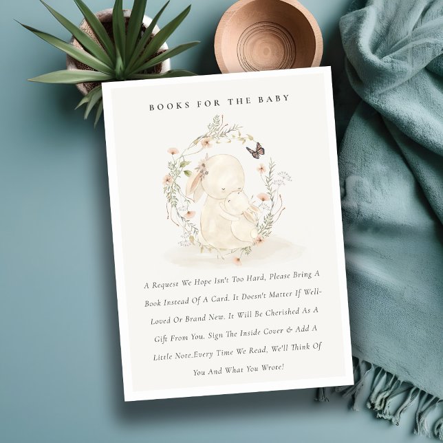  Cute Baby Mum Bunny Floral Books For Baby Shower Enclosure Card (Creator Uploaded)