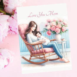 Cute Baby Mum’s Embrace Peonies Mother's Day