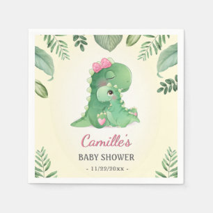 Cute Baby Mummy Dinosaur Pink Girl Shower Sprinkle Napkin