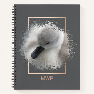 Cute Baby Mute Swan Grey Abstract Notebook