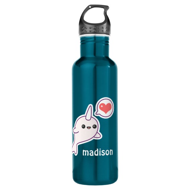 Cute Baby Narwhal 710 Ml Water Bottle (Front)