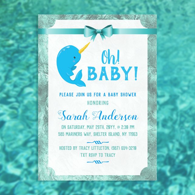 Cute Baby Narwhal Baby Shower Invitation (Creator Uploaded)