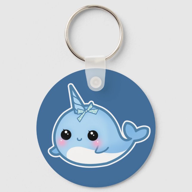Cute baby narwhal key ring (Front)