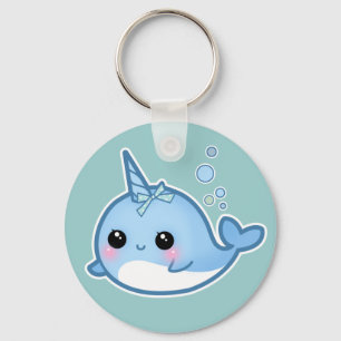 Cute baby narwhal key ring