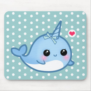 Cute baby narwhal mouse mat