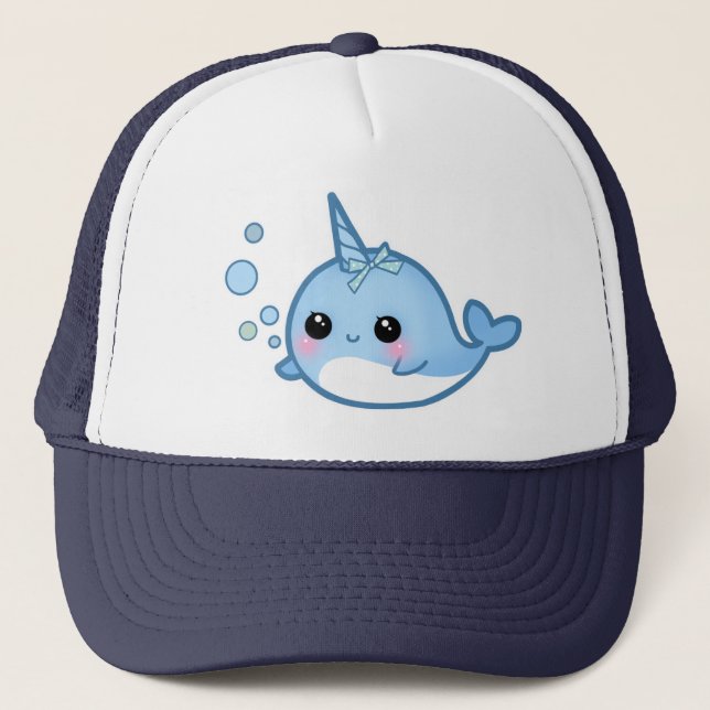Cute baby narwhal trucker hat (Front)