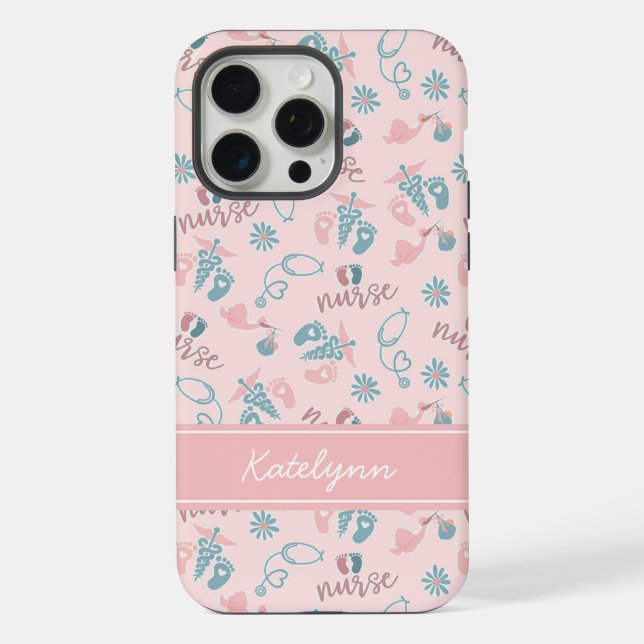 Cute Baby Nurse Phone Case | Personalized Name (Back)