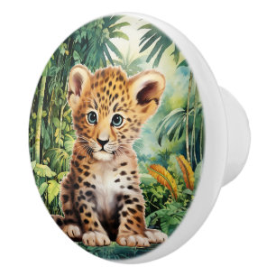 Cute baby nursery baby leopard ceramic knob
