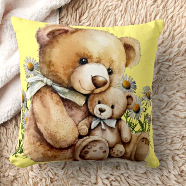 Cute Baby Nursery Toddler Teddy Bear Yellow Cushion (Creator Uploaded)