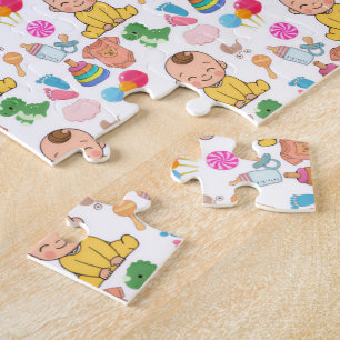 Cute Baby Nursery Toys Pattern Baby Shower Jigsaw Puzzle
