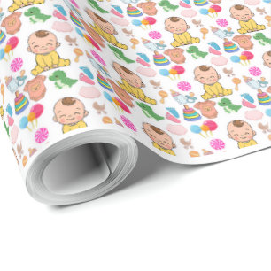 Cute Baby Nursery Toys Pattern Baby Shower Wrapping Paper