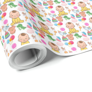 Cute Baby Nursery Toys Pattern Baby Shower Wrapping Paper