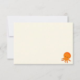Cute Baby Octopus Blank Cream Off White Card