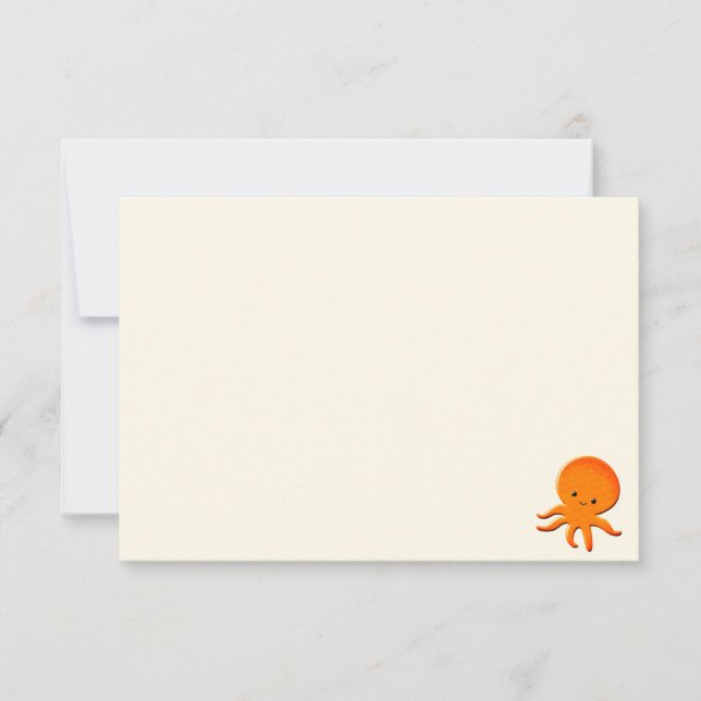 Cute Baby Octopus Blank Cream Off White Card (Front)