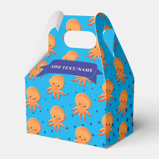 Cute Baby Octopus Blue Ocean Custom Favour Box (Front Side)