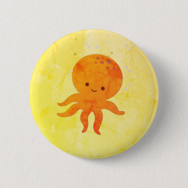 Cute Baby Octopus Cartoon 6 Cm Round Badge (Front)