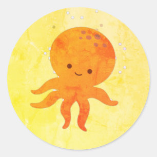 Cute Baby Octopus Cartoon Classic Round Sticker