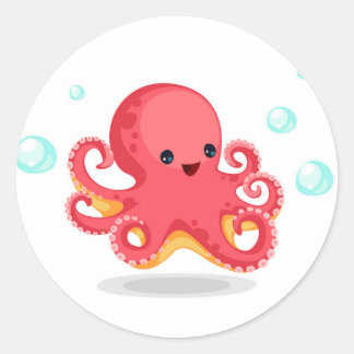 Cute Baby Octopus Classic Round Sticker