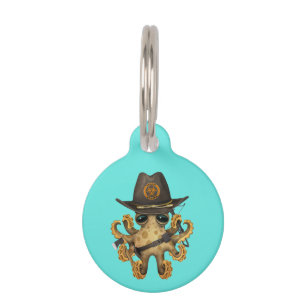 Cute Baby Octopus Zombie Hunter Pet Tag