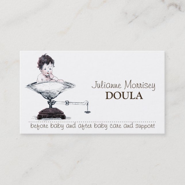 Cute Baby On Scale Midwife Or Doula Business Card (Front)