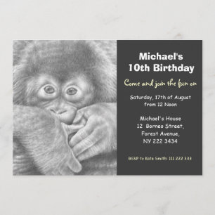 Cute Baby Orangutan Birthday Party Invitation