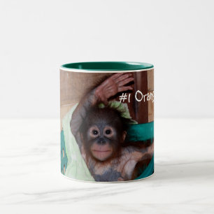 Cute Baby Orangutan Wave Hello Two-Tone Coffee Mug