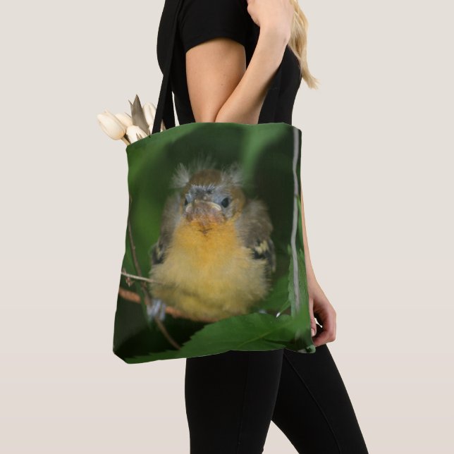 Cute Baby Oriole Fledgling Bird  Tote Bag (Close Up)