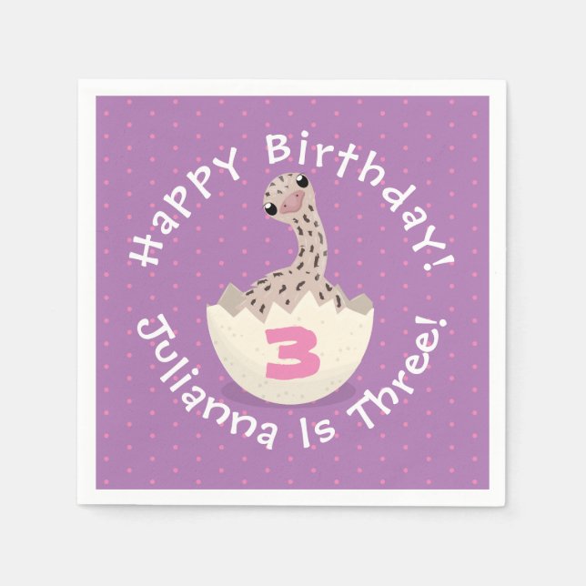 Cute baby ostrich in egg cartoon illustration napkin (Front)