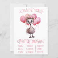 Cute Baby Ostrich with Balloons Birthday Party