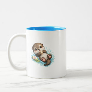 Cute Baby Otter Floating Double Sided Coffee Mug
