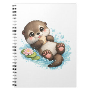 Cute Baby Otter Floating in Water Spiral Notebook