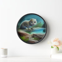Cute baby otter in pond - personalizable