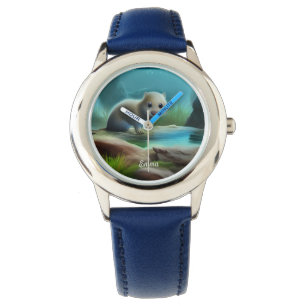 Cute baby otter in pond - personalizable watch