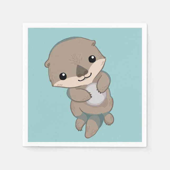 Cute Baby Otter Pup Napkin (Front)