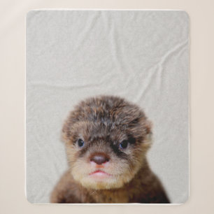 cute baby otter sherpa blanket