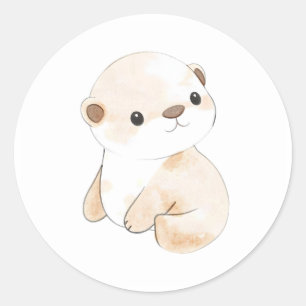 Cute Baby Otter Watercolor Illustration Sticker